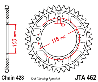 Звезда ведомая алюминиевая JT JTA462.51 (JTA462-51) (A462-51) для Kawasaki Off Road // Suzuki Off Road