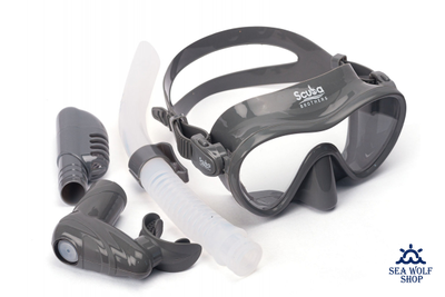 Маска для дайвинга с трубкой Scuba Brothers Flipper Grey, комплект