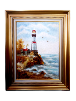Картина из янтарной крошки. "Маяк".