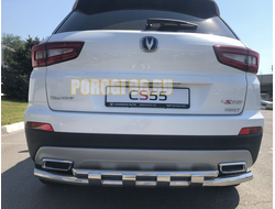 Защита заднего бампера двойная с перемычками d60/42 для Changan CS55 2018-