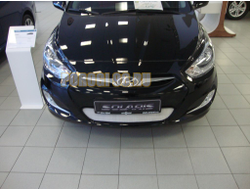 Защита радиатора Hyundai Solaris 2011-2014 chrome