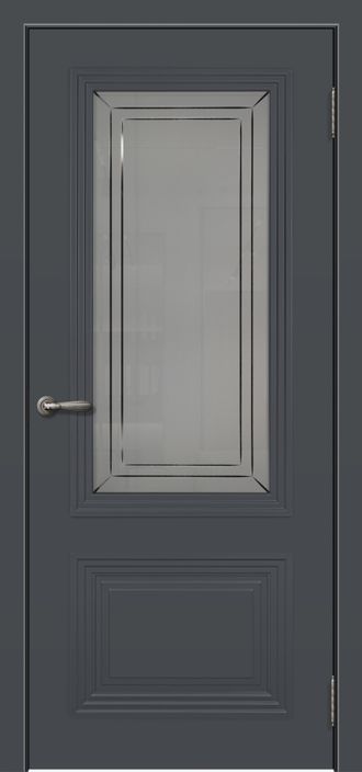 дверь крашеная со стеклом "Порту 2" эмаль серая