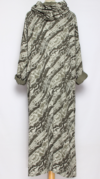 ПЛАТЬЕ БОХО ХЛОПОК ТРИКОТАЖНОЕ "Капюшон пятнашка" хаки до р.54