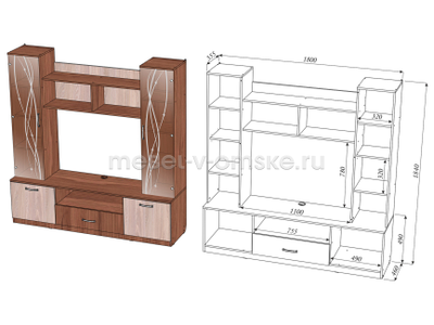Схема стенки "Пальмира" с габаритами