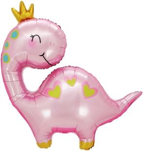 Шар (37&#039;&#039;/94 см) Фигура, Динозаврик Принцесса, Розовый, 1 шт. в уп.