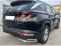 Защита заднего бампера угловая двойная d60/42 для Hyundai Tucson 2021-