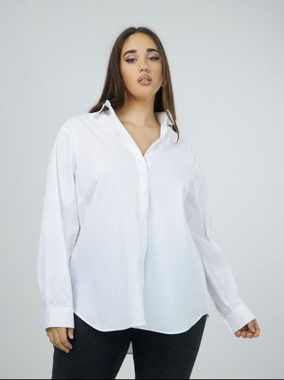 Классическая женская белая рубашка большого размера