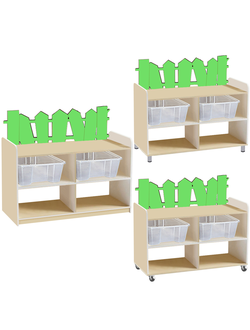 ТУМБА ДЛЯ ИГРУШЕК И ПОСОБИЙ 24 ОДНОСТОРОННЯЯ С 2-МЯ КОНТЕЙНЕРАМИ