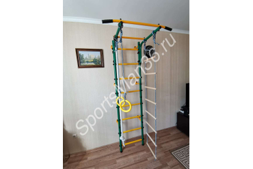 ДСК ЮНЫЙ АТЛЕТ МОДЕЛЬ "ПРИСТЕННЫЙ", цвет зеленый перекладины жёлтые