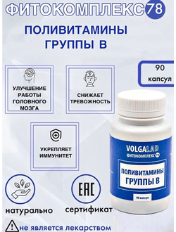 Пищевая добавка поливитамины группы В Фитокомплекс ВолгаЛадь № 78, 90 капсул