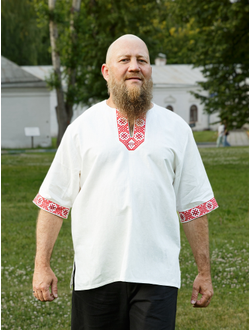 Русская рубаха с коротким рукавом «Велес Одал»