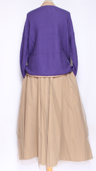 Джемпер ХЛОПОК "КАРМАН КРУЖЕВО" сирень до р.54