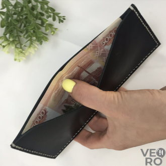 Счетница-карман для счетов и чеков из натуральной кожи (80х190 мм)(черный)
