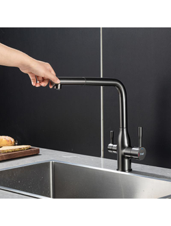Смеситель для кухни со встроенным фильтром (краном) под питьевую воду Frap  F4396-39