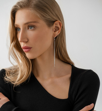 Серьги "Двойная Кобра" с родиевым покрытием НС 22-369Ю-3