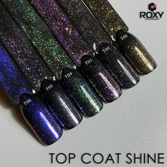 Топ без липкого слоя с шиммером - TOP COAT no wipe Т03 shine (10 ml)