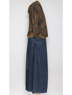 ЮБКА-БРЮКИ  джинсовая "Кокетка широкая " синяя р.46-54