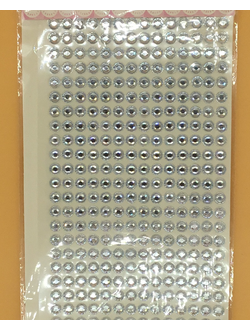 Стикеры для творчества,  стразы, 6 мм, цвет белый