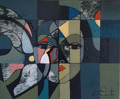 Птица и она. 2021. Холст, масло. 50х60 см.