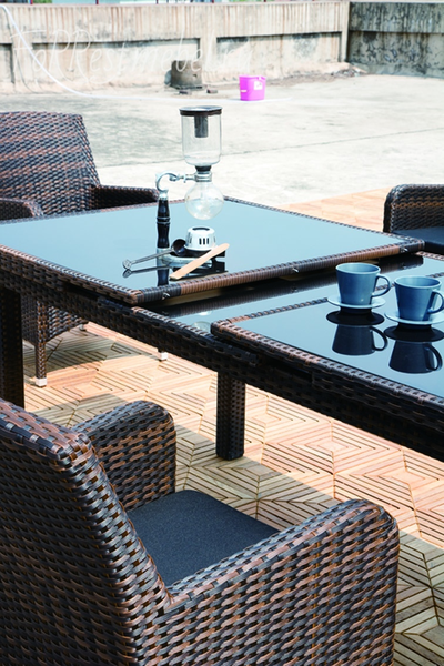 Плетеный стол MYKONOS раздвижной 210 см темно- коричневый. Детали