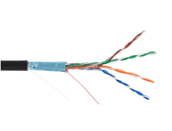 Кабель F/UTP 4 пары, Кат.5e (Класс D),(0,48 ± 0,01) 100МГц, одножильный, BC (чистая медь), внешний, PE до -40C, черный, 305м