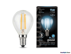 Gauss LED Filament Globe P75 9w 840 E14