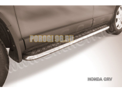 Пороги с накладным листом 	d57 Slitkoff для Honda CR-V (2007-2012)