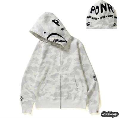 Bape full zip hoodie white “PONR” (S, M, L, XL)
