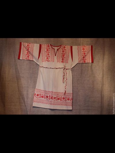 Русская народная женская рубаха &quot;Покосная с плетеным поясом.&quot;