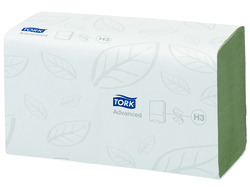 290179 Tork бумажные листовые полотенца Singlefold сложения ZZ 250 листов в пачке 2 слоя зеленые Система H3