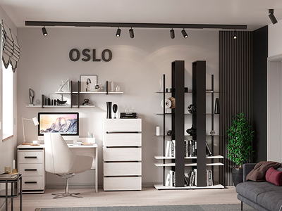 Композиции гостиной OSLO (ОСЛО) Бетон Пайн светлый - Черный