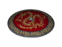 Dish 9 x 9 Inverted Radar with Gold Dragon on Red Medallion Pattern, Pearl Dark Gray (98606pb003 / 6120185)