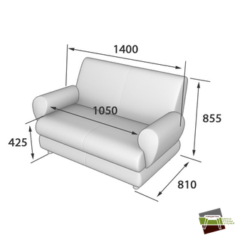 M2-2 МАТРИКС Диван двухместный (Ecotex 3001) чёрный