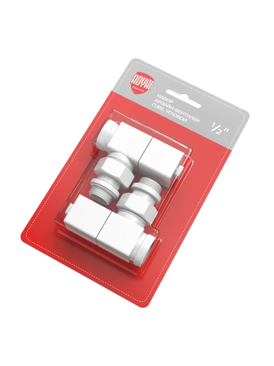 Набор дизайн-вентилей Royal Thermo CUBE, угловой (белый) 1/2"