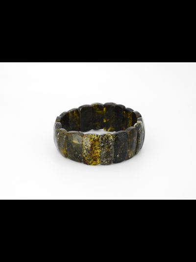 Браслет из натурального янтаря пластинами на резинке  06675