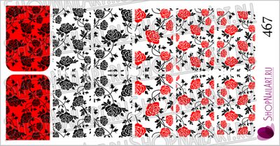 Слайдер-дизайн 467 - Розы, узор, красный, черно-белый рисунки.