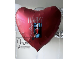Сердце 91см с фото и надписью