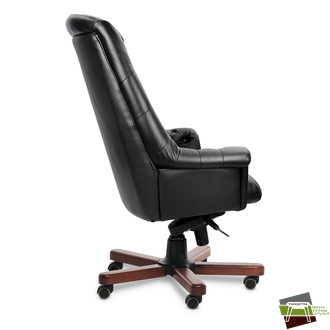 Кресло для руководителя Zurich A кожа черная+к/з/т.орех