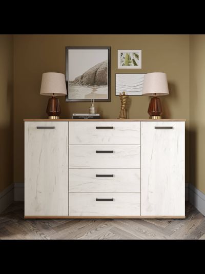 Комод КМ-4 Дуб Крафт Табачный/Дуб Крафт Белый