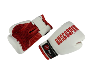 Перчатки бокс. RUSCO SPORT кож.зам. бело-красные, 8 унций