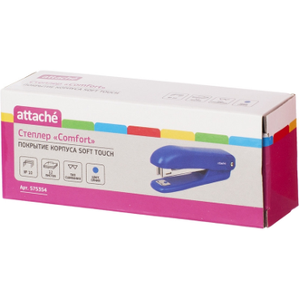 Степлер Attache Comfort до 12 листов, №10 soft touch, (синий)