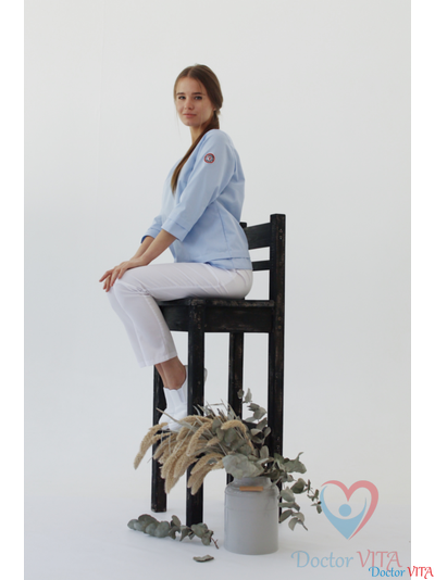 Блуза «Лодочка», голубая