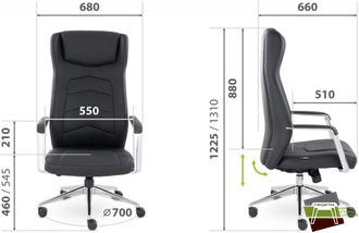 Кресло EPIK A-112-G L114 (кожа черная)