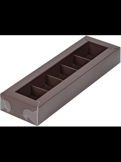 Коробка для 5 конфет с пластик. кр. (шоколад), 235*70*30мм