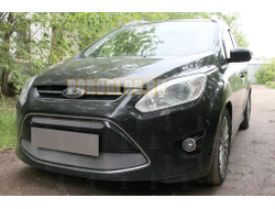 Защита радиатора Ford C-MAX (II) 2010-2015 (2 части) chrome