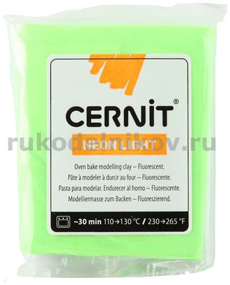 полимерная глина Cernit Neon Light, цвет-green 600 (зеленый), вес-56 грамм