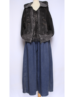 Джинсовка-бомбер "КАПЮШОН" черная, синяя р.48-54