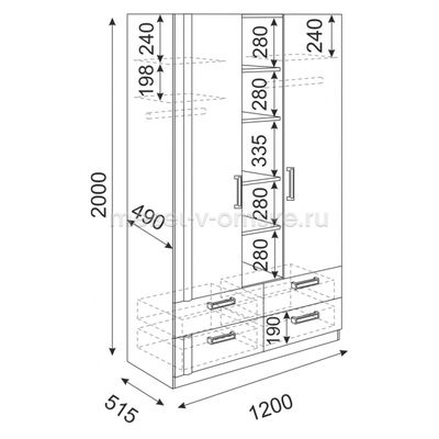 Шкаф волкер М02 3-х секционный