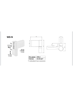 Петля дверная WINDOORPRO 140 кг Шаблон КТ-V БЕЛАЯ Ар-00000282