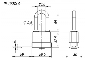 Замок навесной Fuaro PL-3650 LS (50 мм) 3 "англ."кл. (удлиненная дужка) БЛИСТЕР